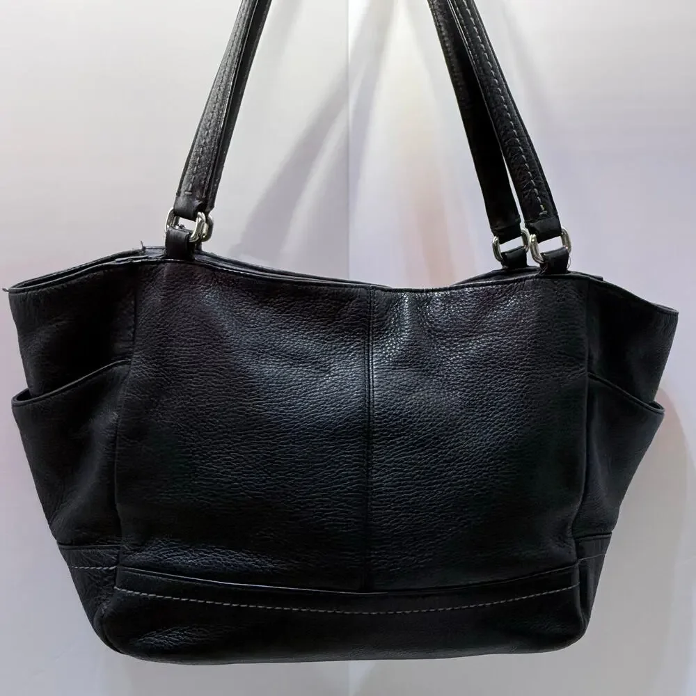 Coach Large Black Pebble Leather Purse / Shoulder Handbag A1320-F25651